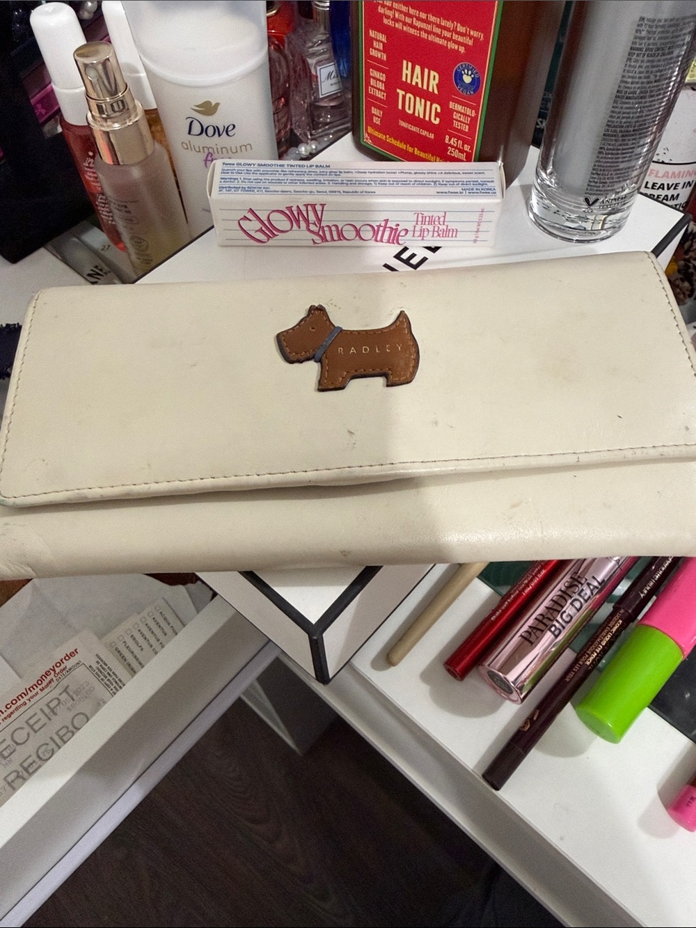 Radley Cream Leather Trifold Wallet with Dog Motif
